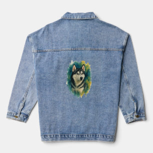 Husky-Geist-Wasserfarben-Majestät Jeansjacke