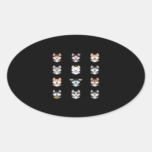 Husky-Geschenk   Funny Siberian Husky Emoji Ovaler Aufkleber