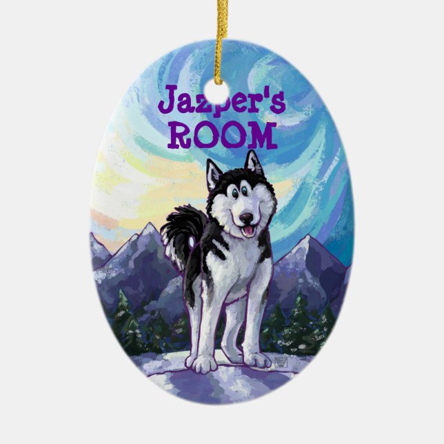 Husky-Geschenke und Zubehör Keramikornament (Vorne)