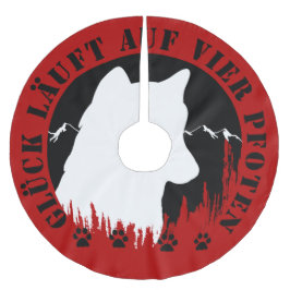 Husky-Glück läuft auf vier Pfoten Polyester Weihnachtsbaumdecke