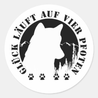 Husky-Glück läuft auf vier Pfoten Runder Aufkleber