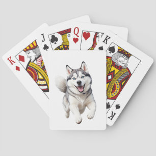 Husky glücklich spielerischer Spaß springen in der Spielkarten
