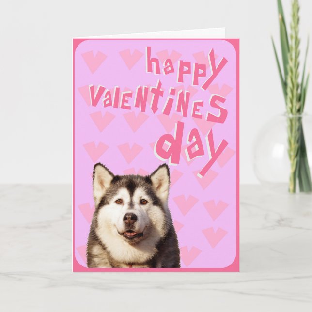 Husky-glückliche Valentinstag-Gruß-Karte Feiertagskarte (Vorderseite)