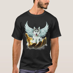 Husky Golden Hand Himmel Flügel Engel Schutzhunde T-Shirt