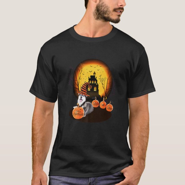 Husky Halloween für Kinder Mama Vater Liebe Hund T-Shirt (Vorderseite)