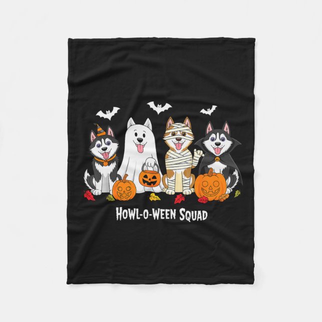 Husky Halloween Heul-O-Ween-Squadron  Fleecedecke (Vorderseite)