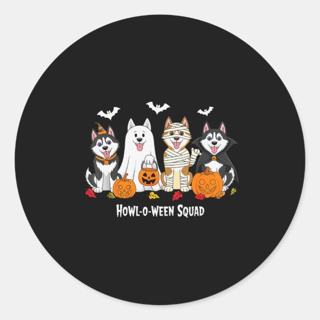 Husky Halloween Howl O Ween Squad  Runder Aufkleber (Vorderseite)