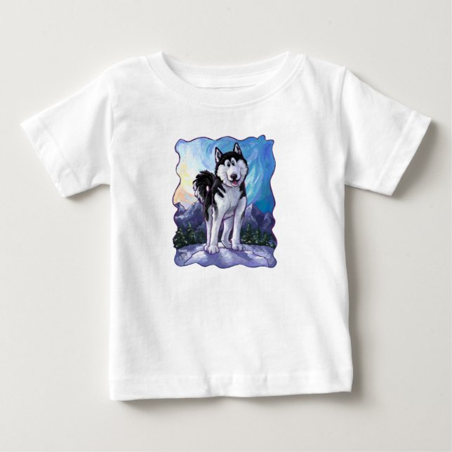 Husky Heads und Schwanz Baby T-shirt (Vorderseite)