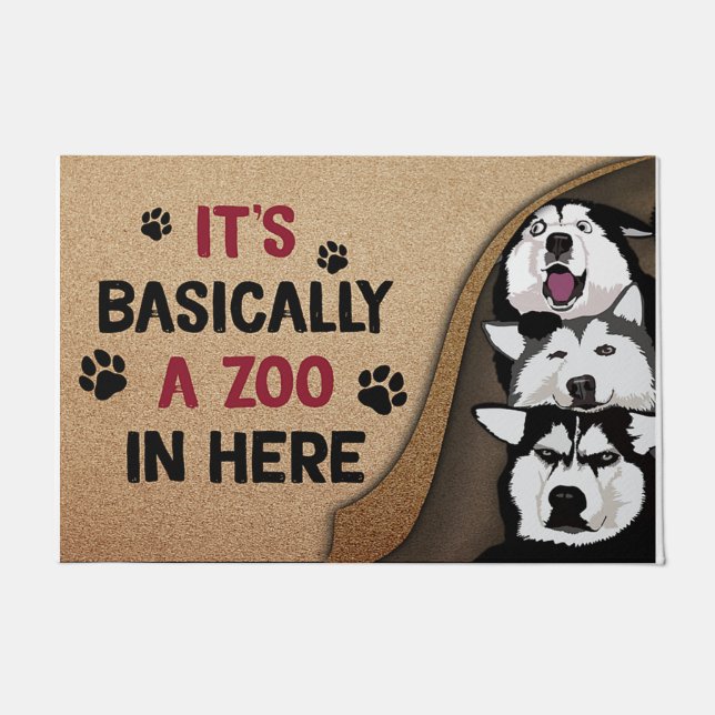 Husky Hogs Mat, hier ist im Grunde ein Zoo Fußmatte (Vorderseite)