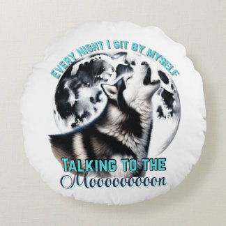 Husky Howling Round Coussin