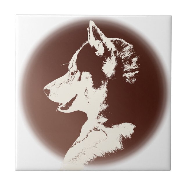 Husky Hund Art Keramik Schlitten Dekoration & Gesc Fliese (Vorderseite)