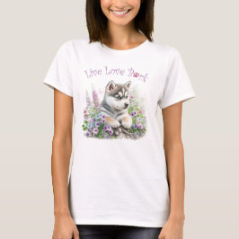Husky Hund Mama Floral T-Shirt