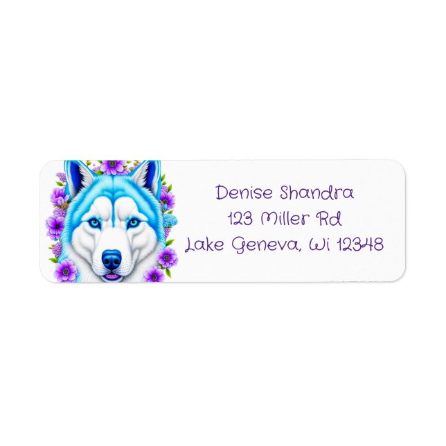 Husky Hund mit blauen Augen und Blume (Vorne)