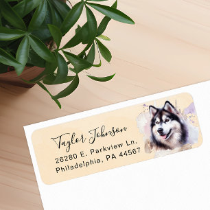 Husky-Hund-Rücksende-Adressetikett