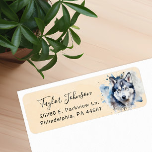 Husky-Hund-Rücksende-Adressetikett