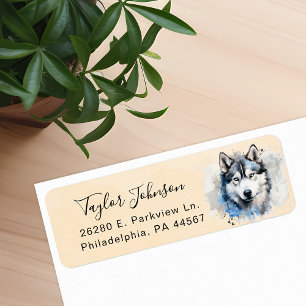 Husky-Hund-Rücksende-Adressetikett