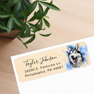 Husky-Hund-Rücksende-Adressetikett