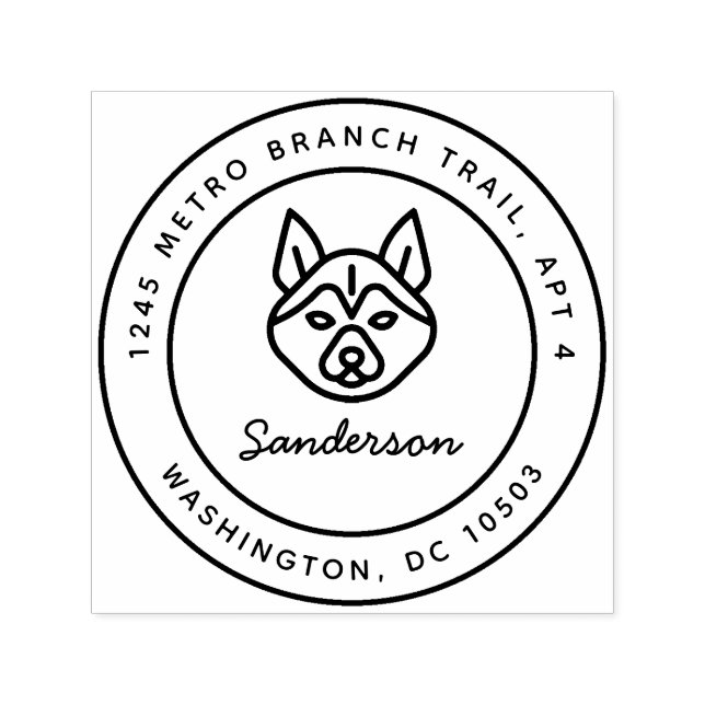 Husky Hund Rücksendeadresse Briefmarke Selbstfarbi Permastempel (Design)