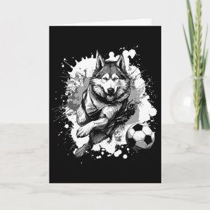 Husky Hund spielt Fußball Sportteam  Karte