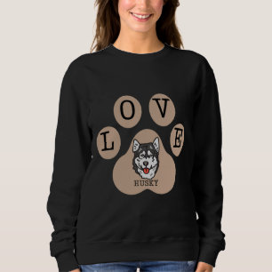 Husky Hund und Liebe auf der Latein-Braunen-Paw Sweatshirt