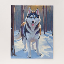 Husky | Hund Winter Aquarell Haustiermalerei