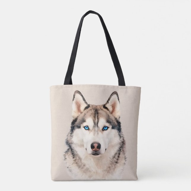 Husky-Hunde-Kunst-Design-Tragetasche Tasche (Rückseite)