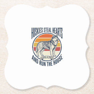 Husky-Hundefan-Vintage-Gravur-Lustiger Haustierbes Untersetzer