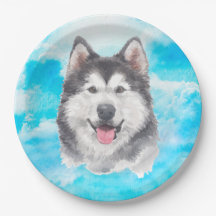 Husky-Hundehaustier-Aquarell