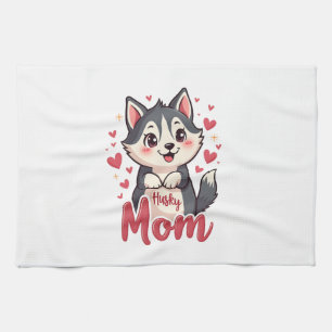 Husky-Hundemama Süßes Kawaii-Design Geschirrtuch