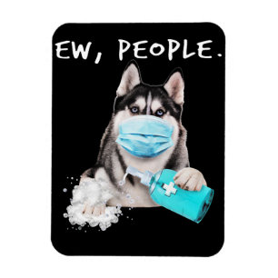 Husky-Husky-Hunde tragen ein Gesichtsmasken-Gesche Magnet