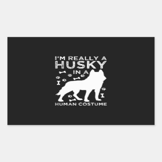 Husky |Husky in einem menschlichen Kostüm sibirisc Rechteckiger Aufkleber