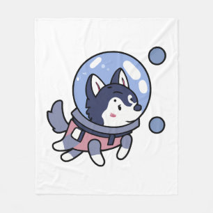 Husky im Weltraum Welpen Hund Lover Retro Fleecedecke