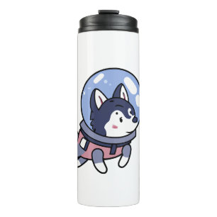 Husky im Weltraum Welpen Hund Lover Retro Thermosbecher