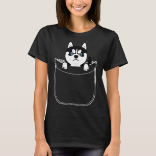 Husky in Pocket lustig Niedlicher Welpenausdruck T-Shirt