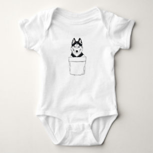 Husky in Pocket Niedlich Puppy Clipart Husky Clipa Baby Strampler