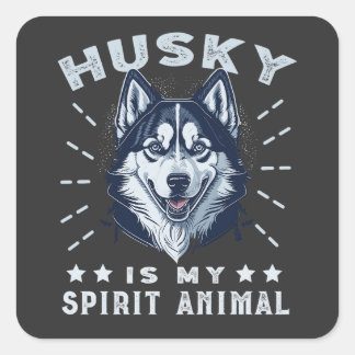 Husky ist mein Geist Tier Majestic Husky Hund Quadratischer Aufkleber