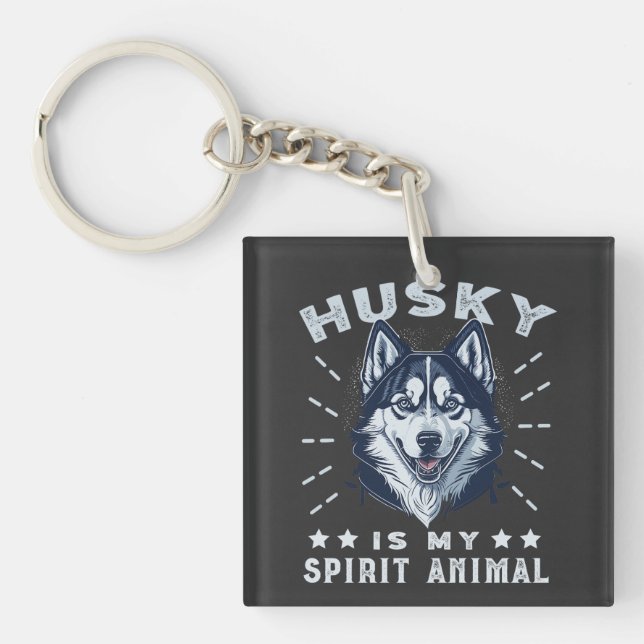 Husky ist mein Geist Tier Majestic Husky Hund Schlüsselanhänger (Vorderseite)