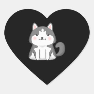 Husky Kawaii Siberian Husky Dog Japanischer Anim Herz-Aufkleber