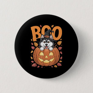 Husky-Kostüm auf Kürbis Halloween Siberian Husky  Button
