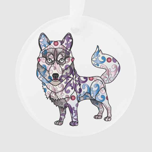 Husky-Kreis-Verzierung Ornament (Vorderseite)