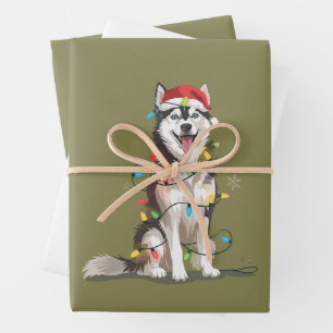 Husky-Liebhaber Weihnachten Sibirischer Weihnachts Geschenkpapier Set