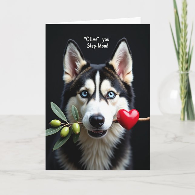 Husky Liebt Dich Stiefmutter Karte (Vorderseite)