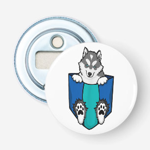 Husky Lover Button Flaschenöffner mit Magnet