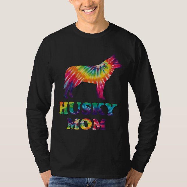 Husky Mama Funny Dog Mama Gefärbte Krawatte Style  T-Shirt (Vorderseite)