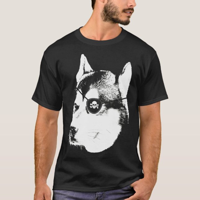 Husky mit Augenpflaster T-Shirt (Vorderseite)