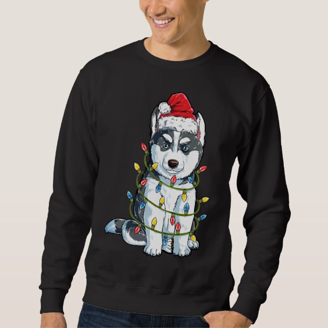 Husky mit Weihnachtsmannmütze Huskey Funny Dog Chr Sweatshirt (Vorderseite)