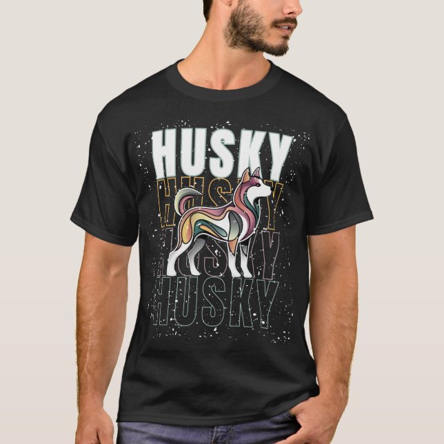 Husky Niedlich Design T-Shirt (Vorderseite)
