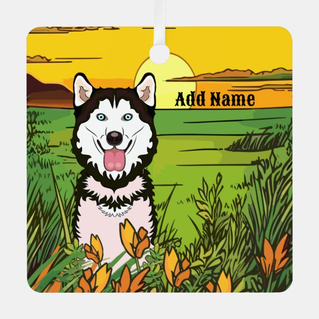 Husky Ornament Aus Metall (Vorderseite)