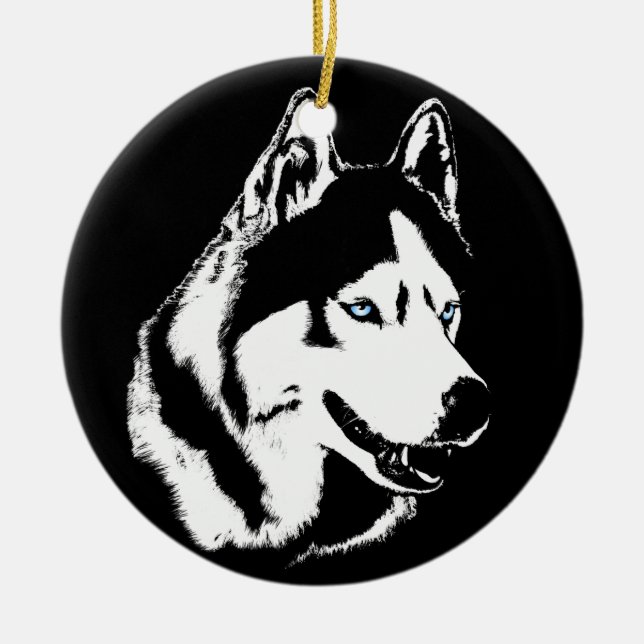 Husky-Ornament-Malamute Keepake-Hunde-Geschenke Keramikornament (Vorne)