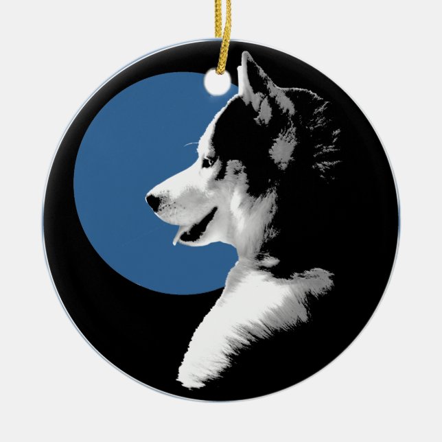 Husky-Ornament-Malamute Keepake-Hunde-Geschenke Keramikornament (Vorne)